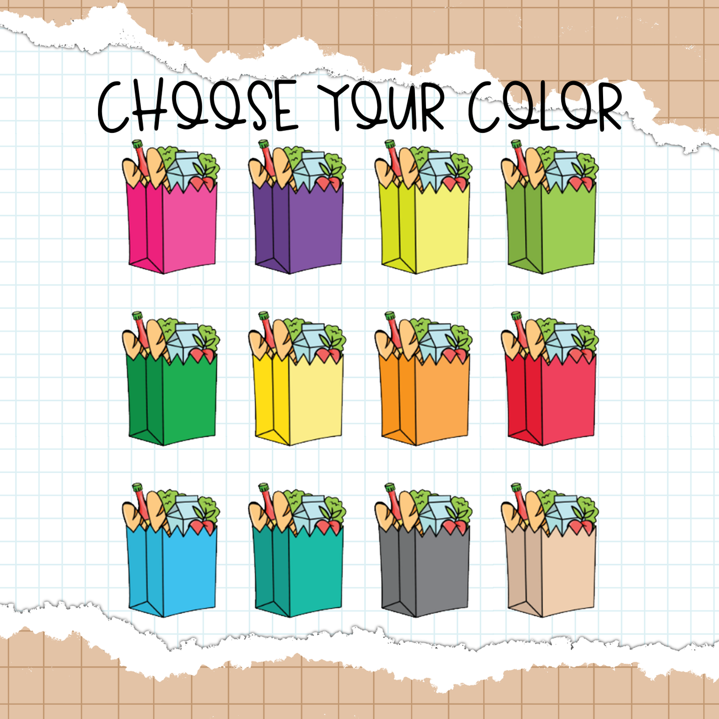 Grocery Bag Icon Stickers / B-828