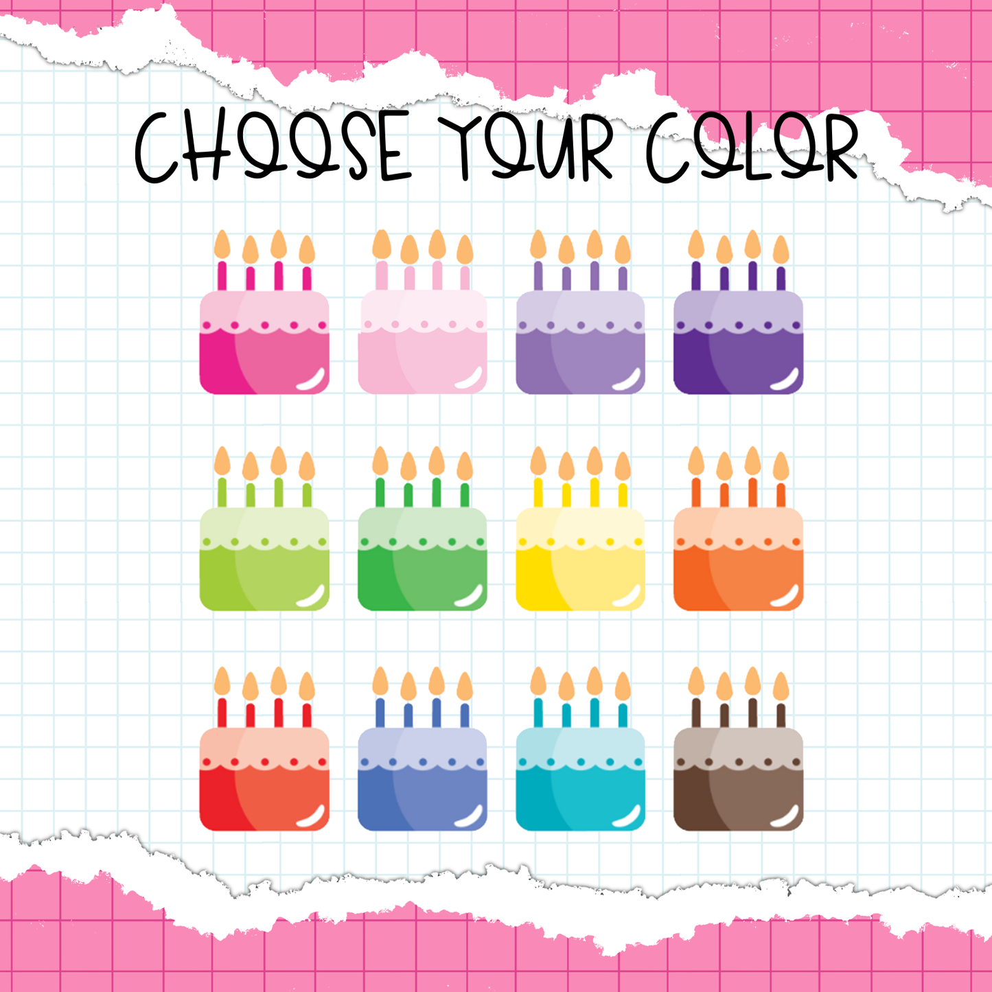 Birthday Cake Icon Stickers / B-407