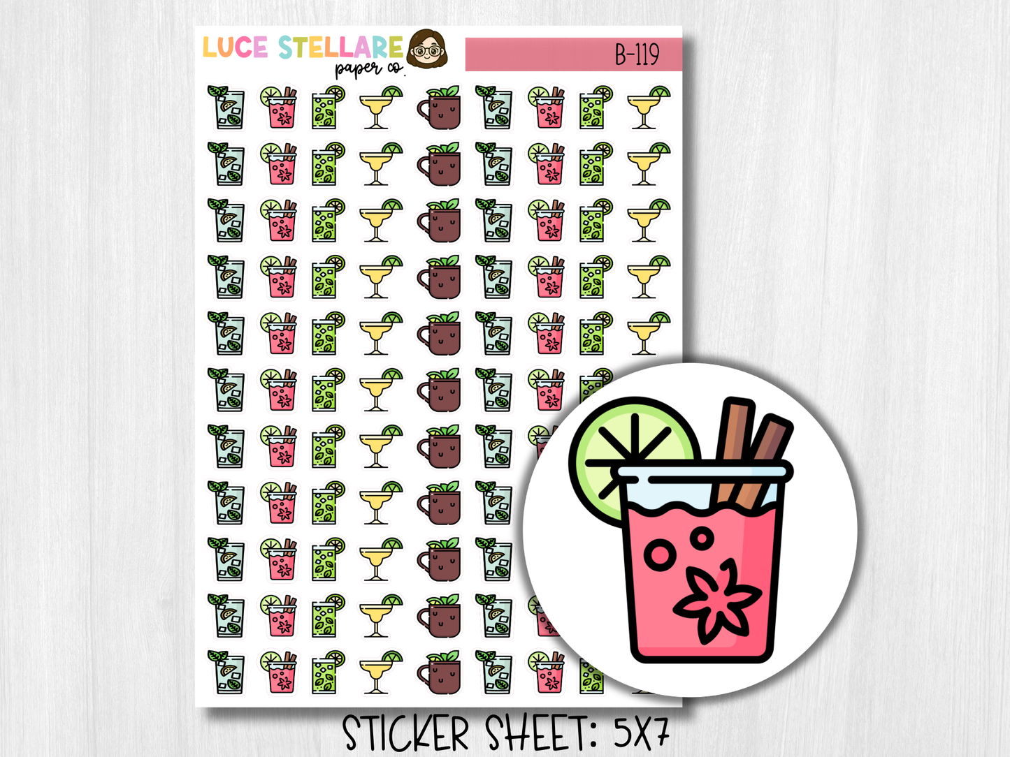 Cocktail Drinks Planner Stickers / B-119