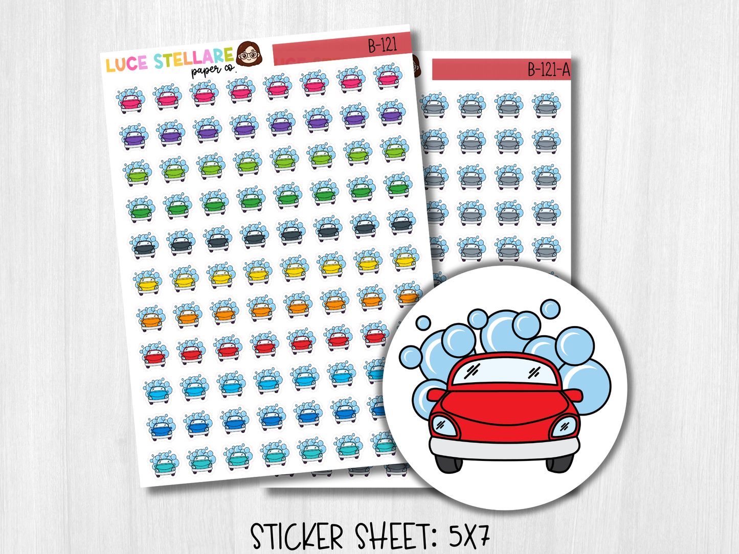 Car Wash Planner Stickers / B-121