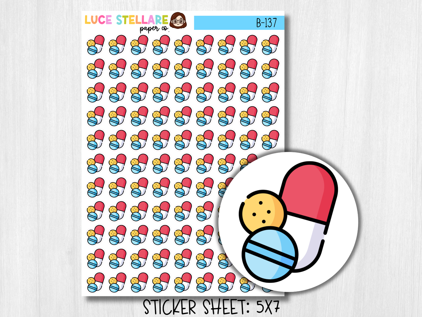 Medication Tracker Planner Stickers / B-137