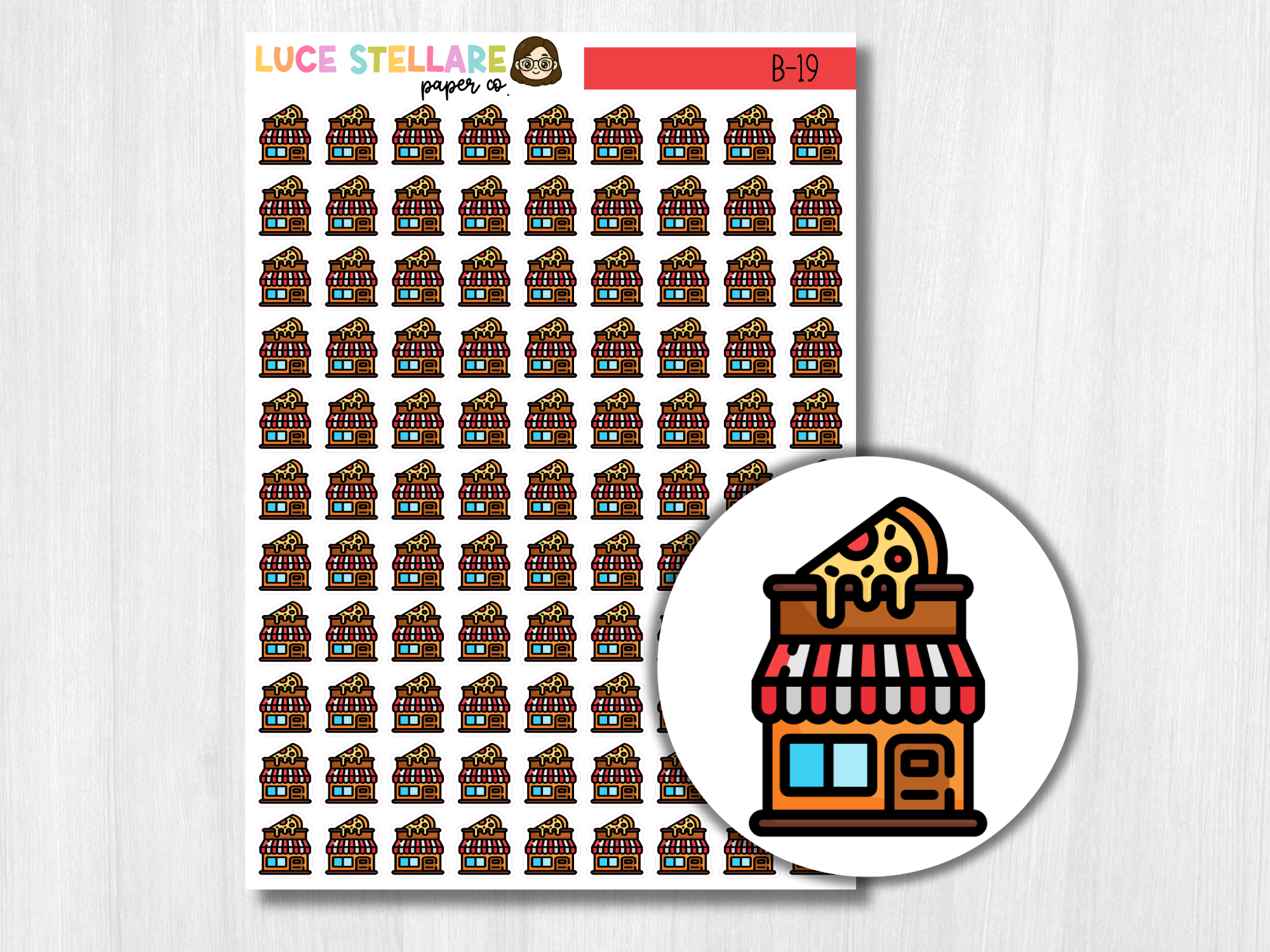 Pizza Shop Icon Stickers / B-19 – Luce Stellare Paper Co.