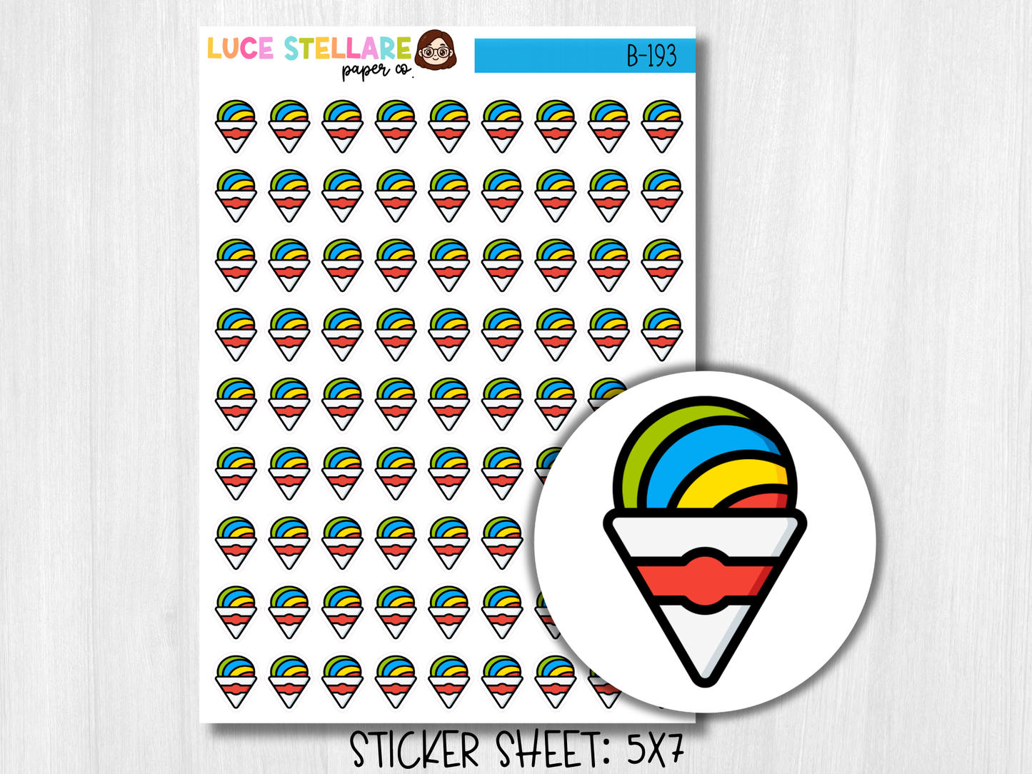 Snow Cone Planner Stickers / B-193