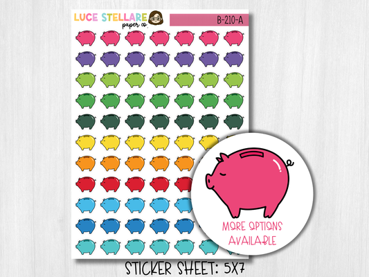 Piggy Bank Planner Stickers/ B-210