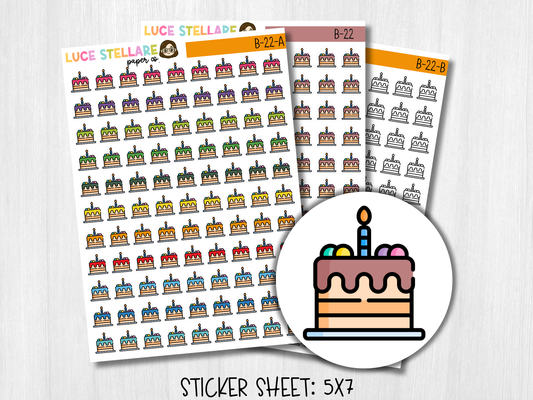 Birthday Cake Icon Stickers / B-22