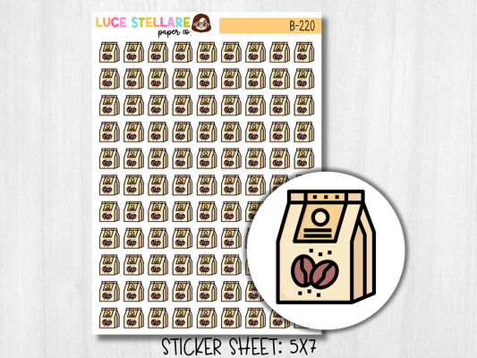 Coffee Bag Planner Stickers / B-220