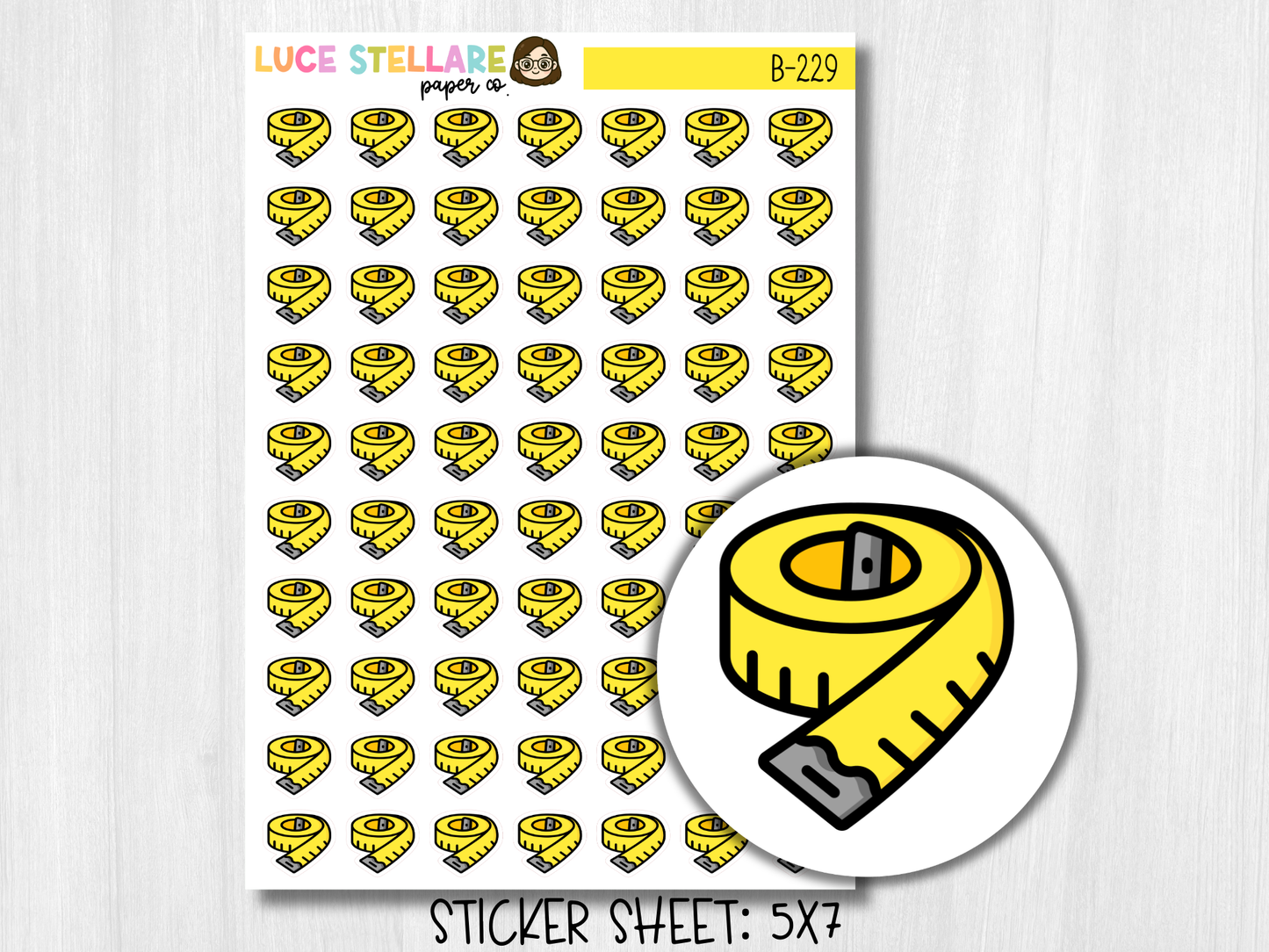 Tape Measure Planner Stickers / B-229