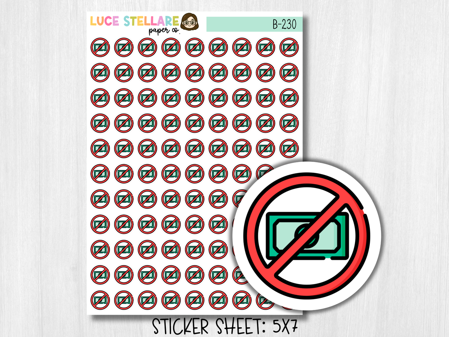 No Spend Tracker Planner Stickers / B-230