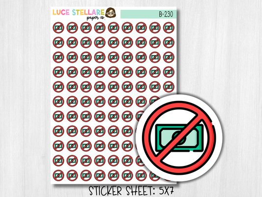 No Spend Tracker Planner Stickers / B-230