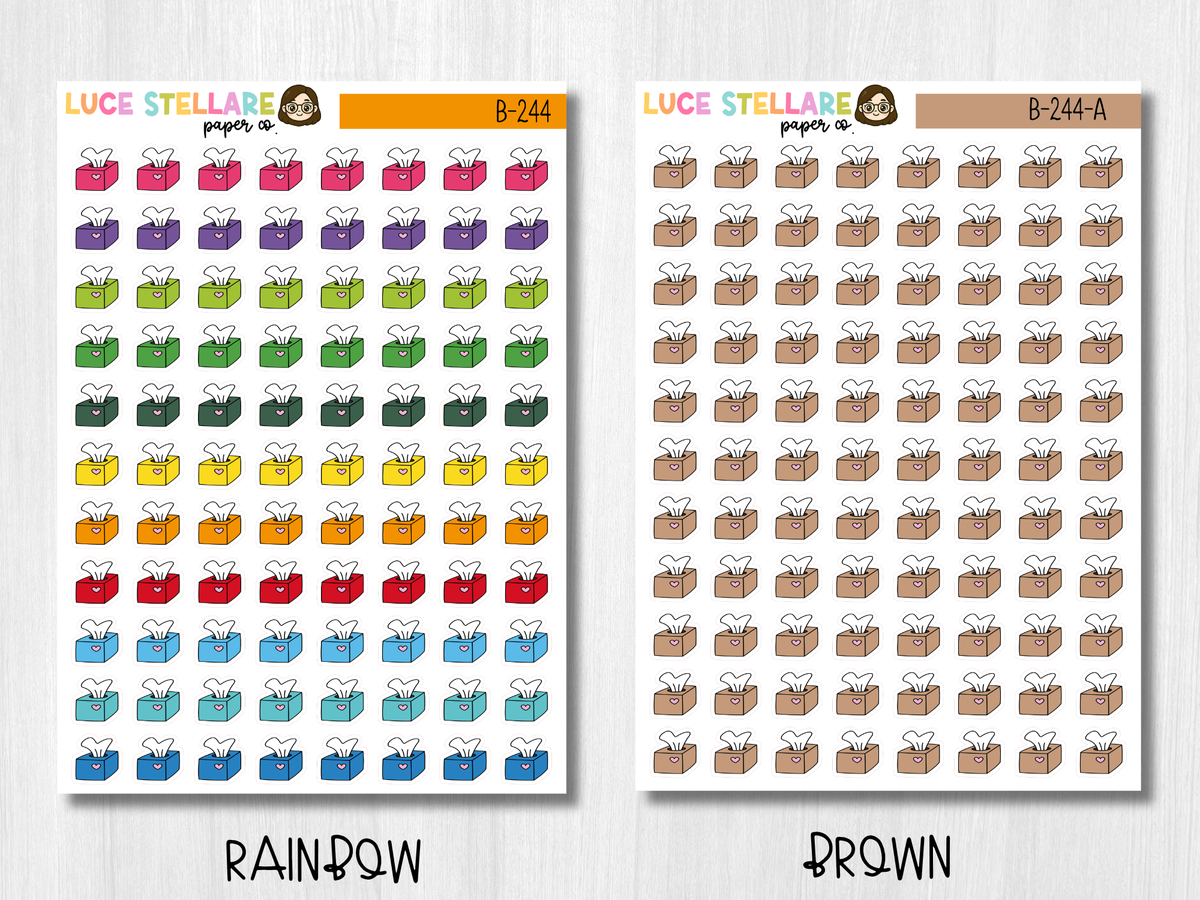 Tissue Box Planner Stickers / Sick Day Planner Stickers /B-244