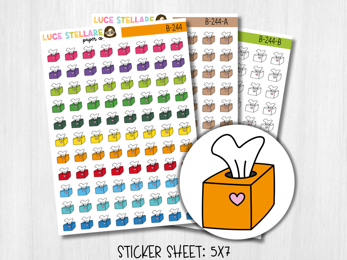 Tissue Box Planner Stickers / Sick Day Planner Stickers /B-244