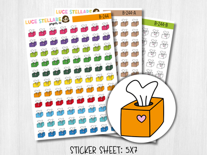 Tissue Box Planner Stickers / Sick Day Planner Stickers /B-244