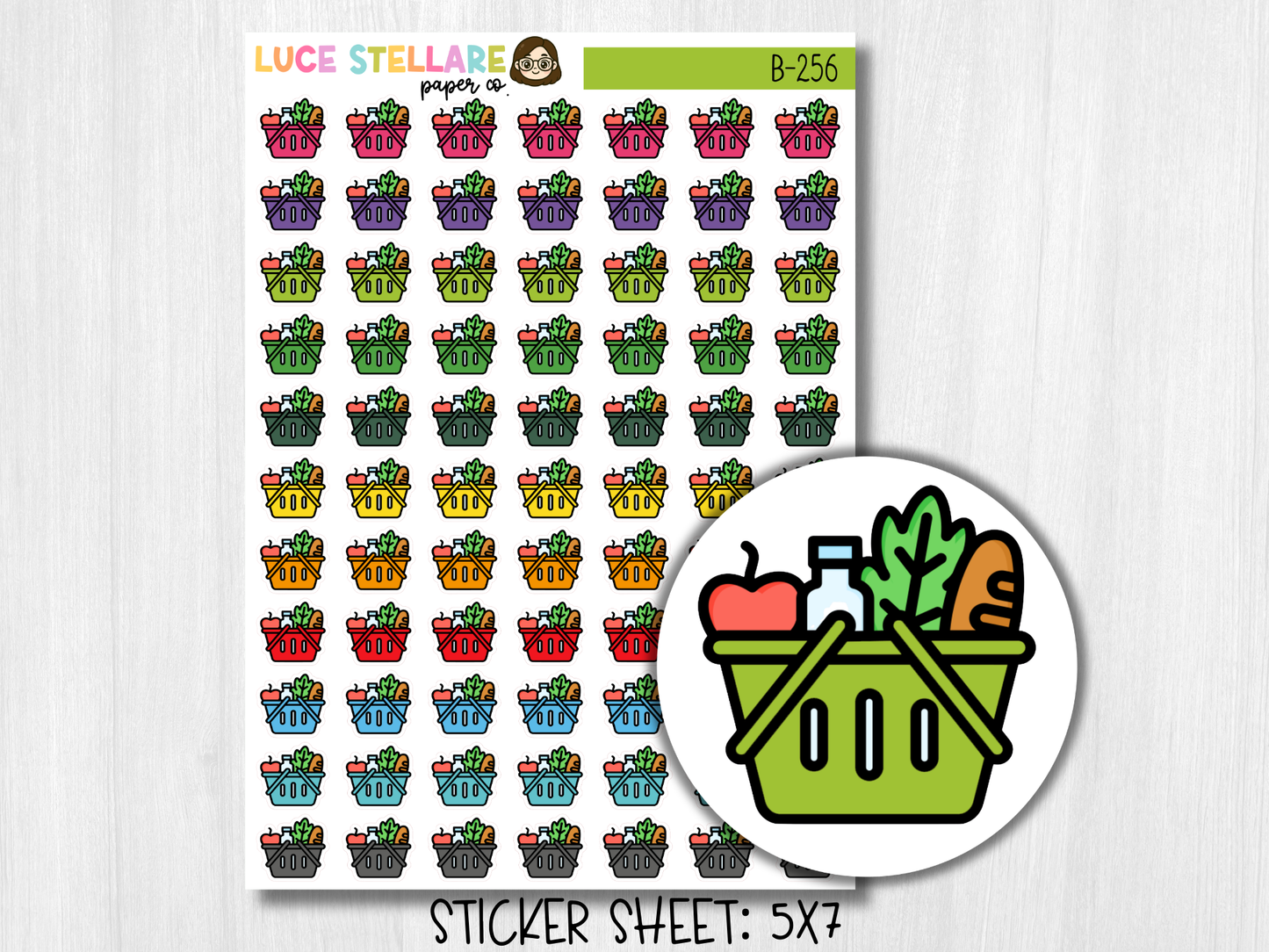 Grocery Basket Planner Stickers / B-256