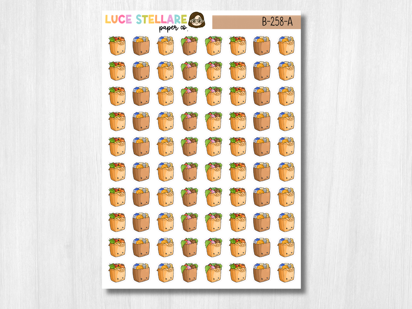 Kawaii Grocery Bag Planner Stickers / B-258