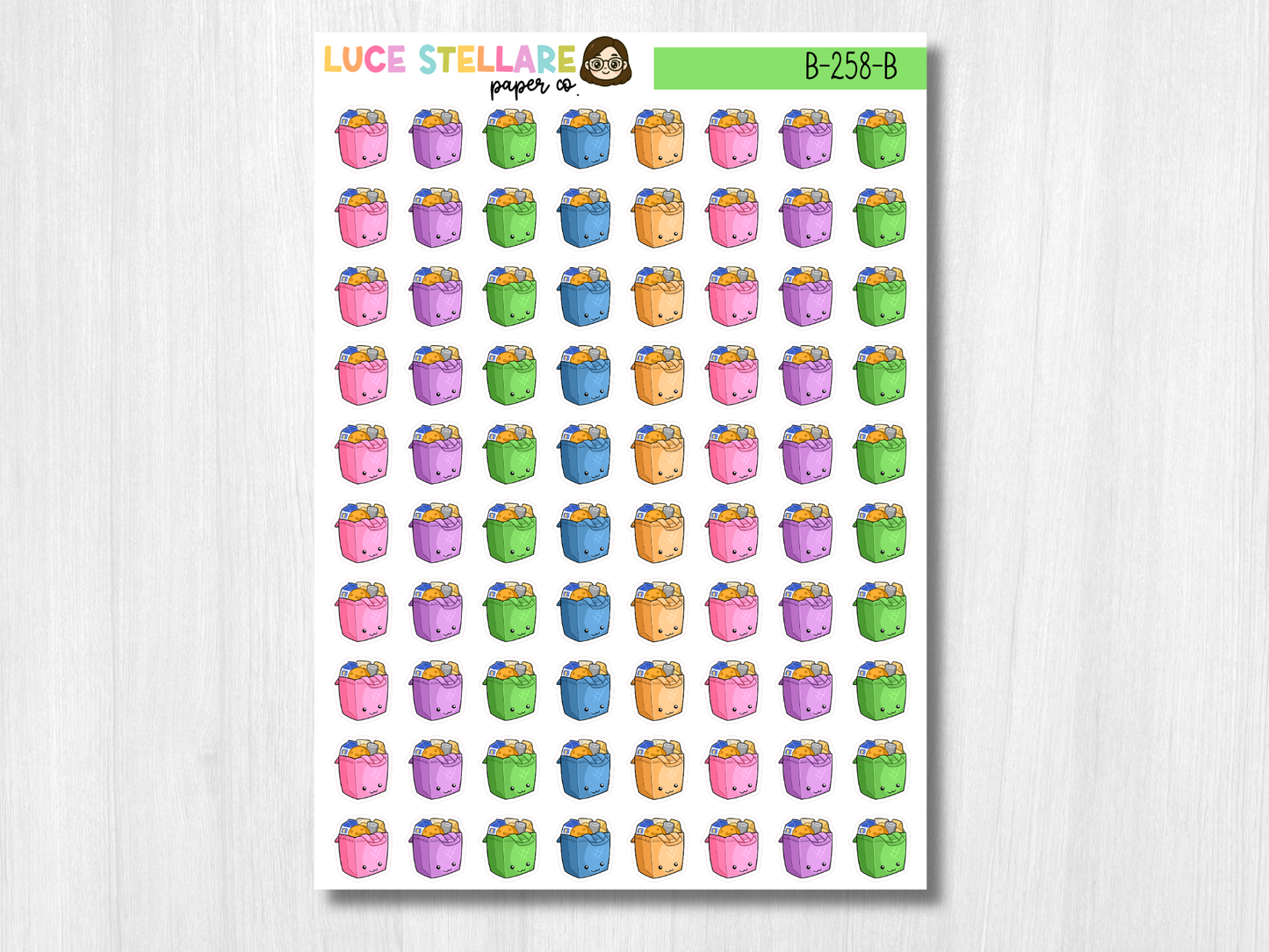 Kawaii Grocery Bag Planner Stickers / B-258
