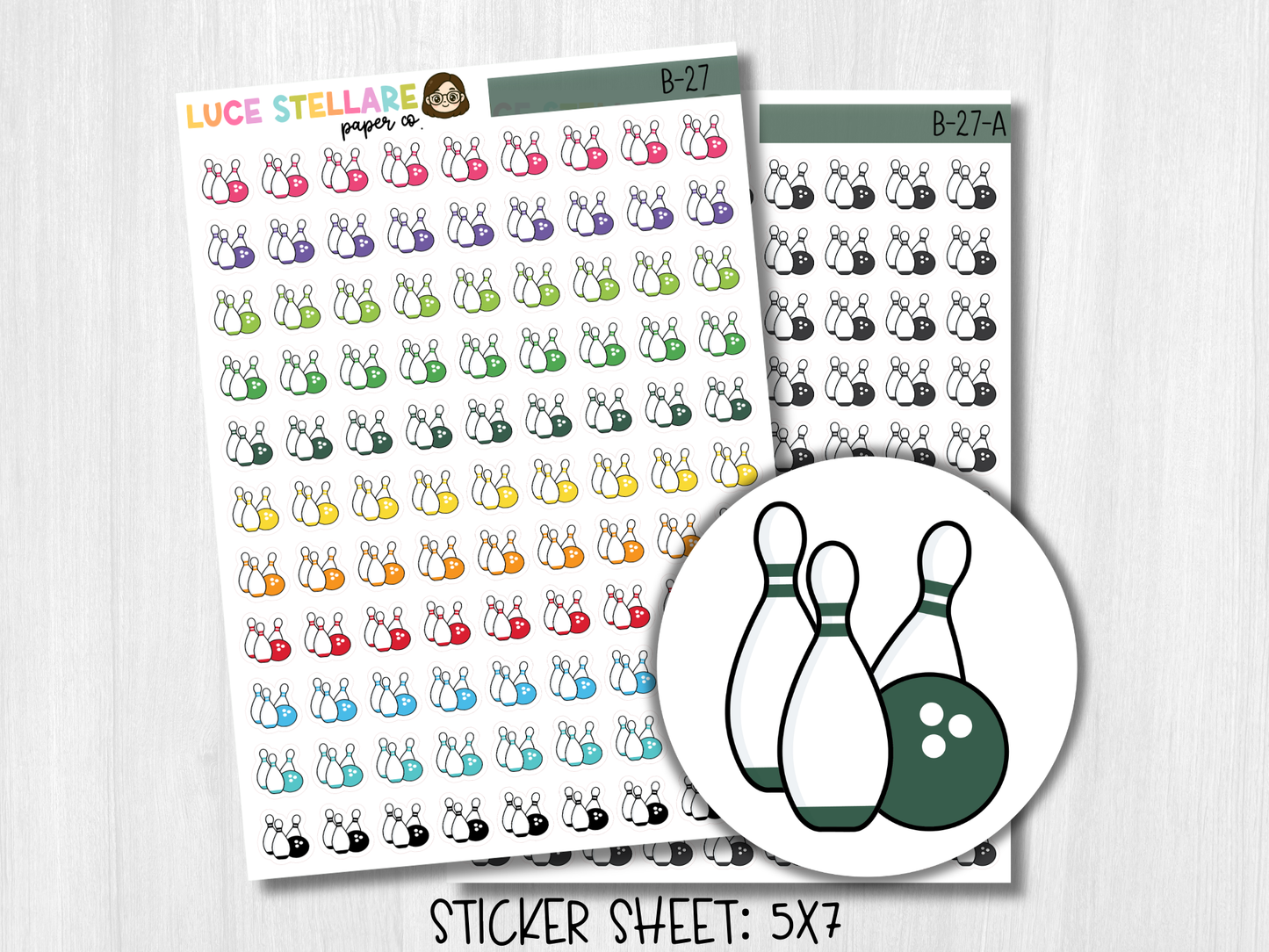 Bowling Planner Stickers /  B-27