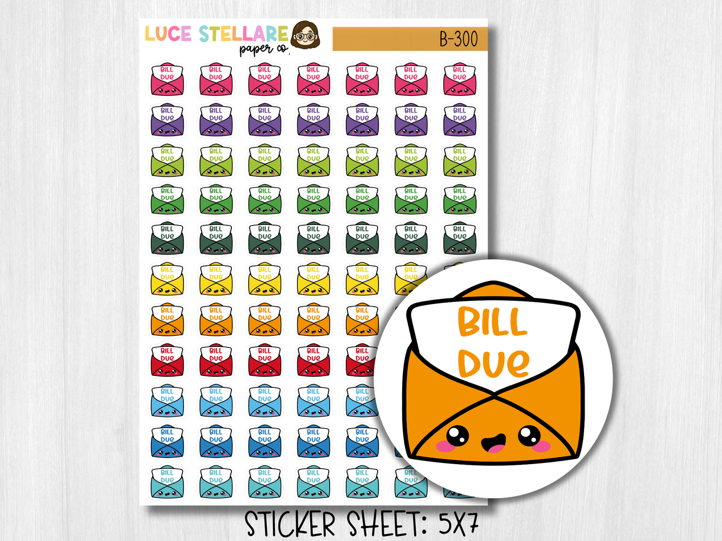 Bill Due Envelope Planner Stickers / B-300