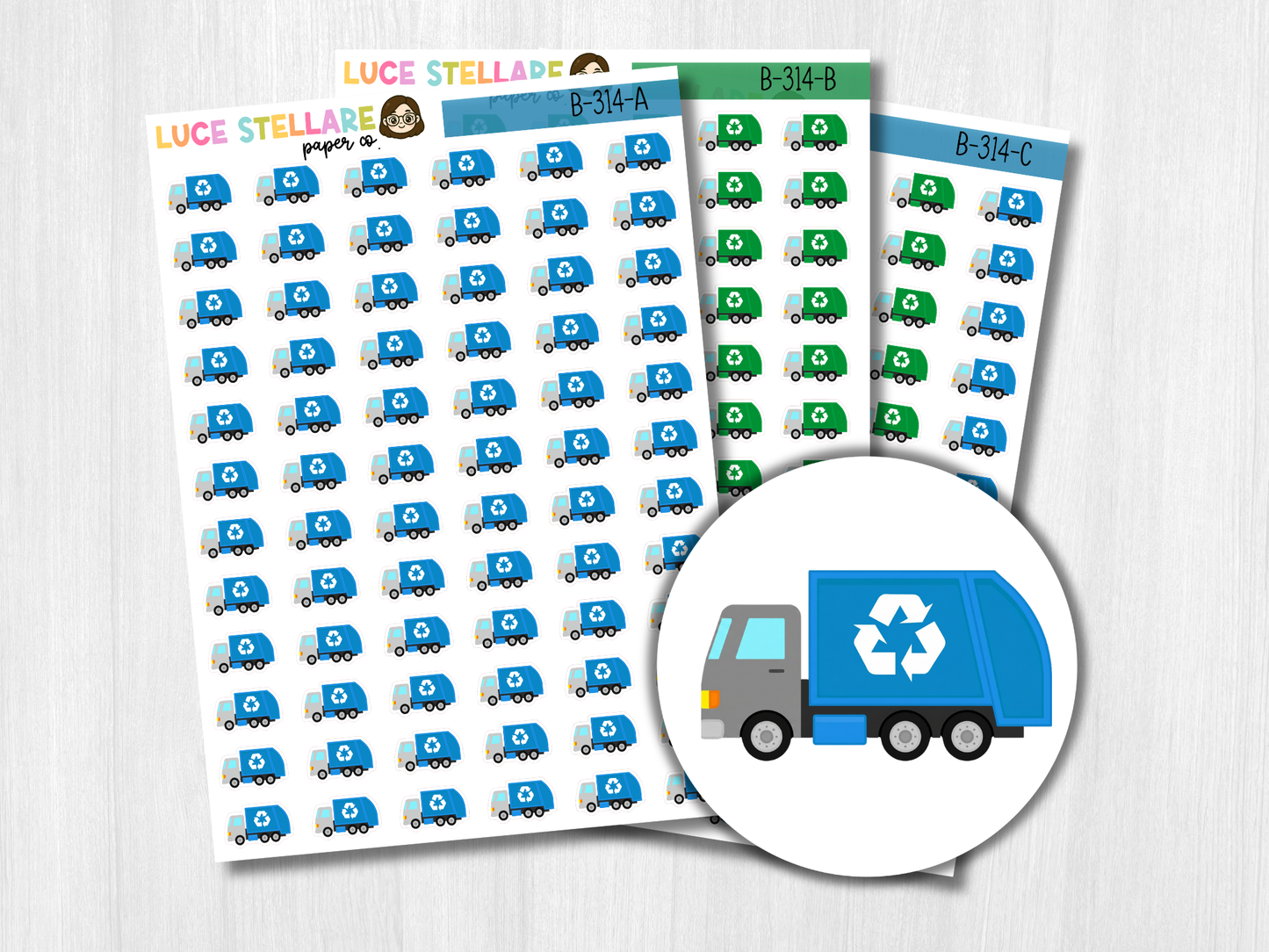 Trash Truck Planner Stickers / B-314