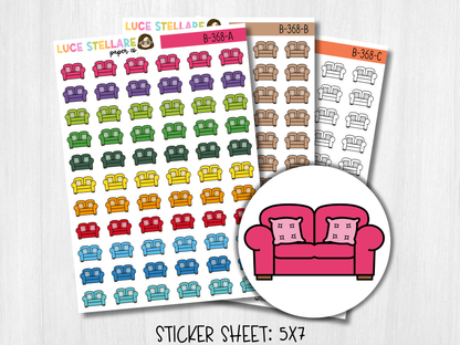 Couch / Sofa Icon Planner Stickers / B-368