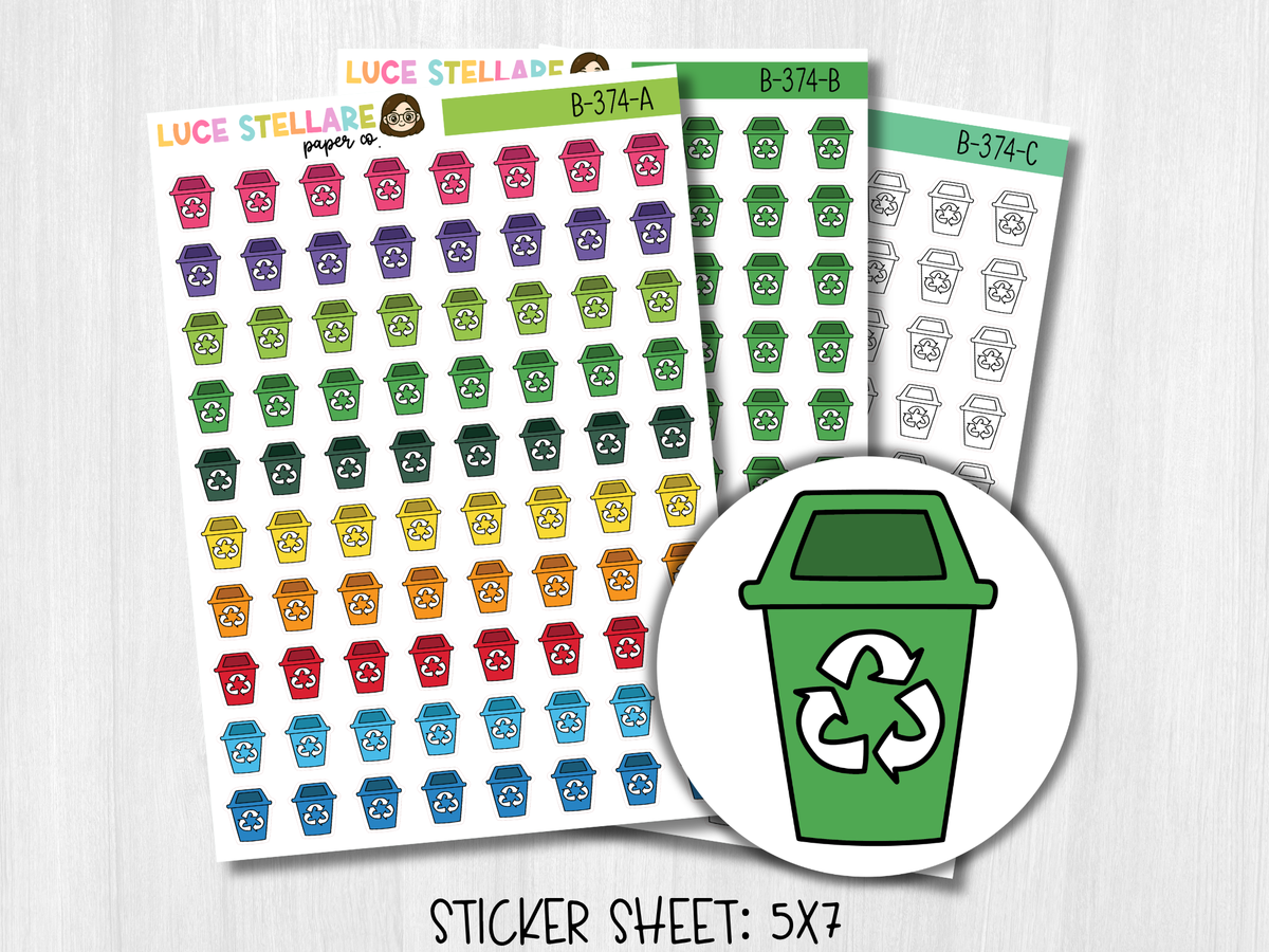 Recycle Trash Can Icon Planner Stickers / B-374