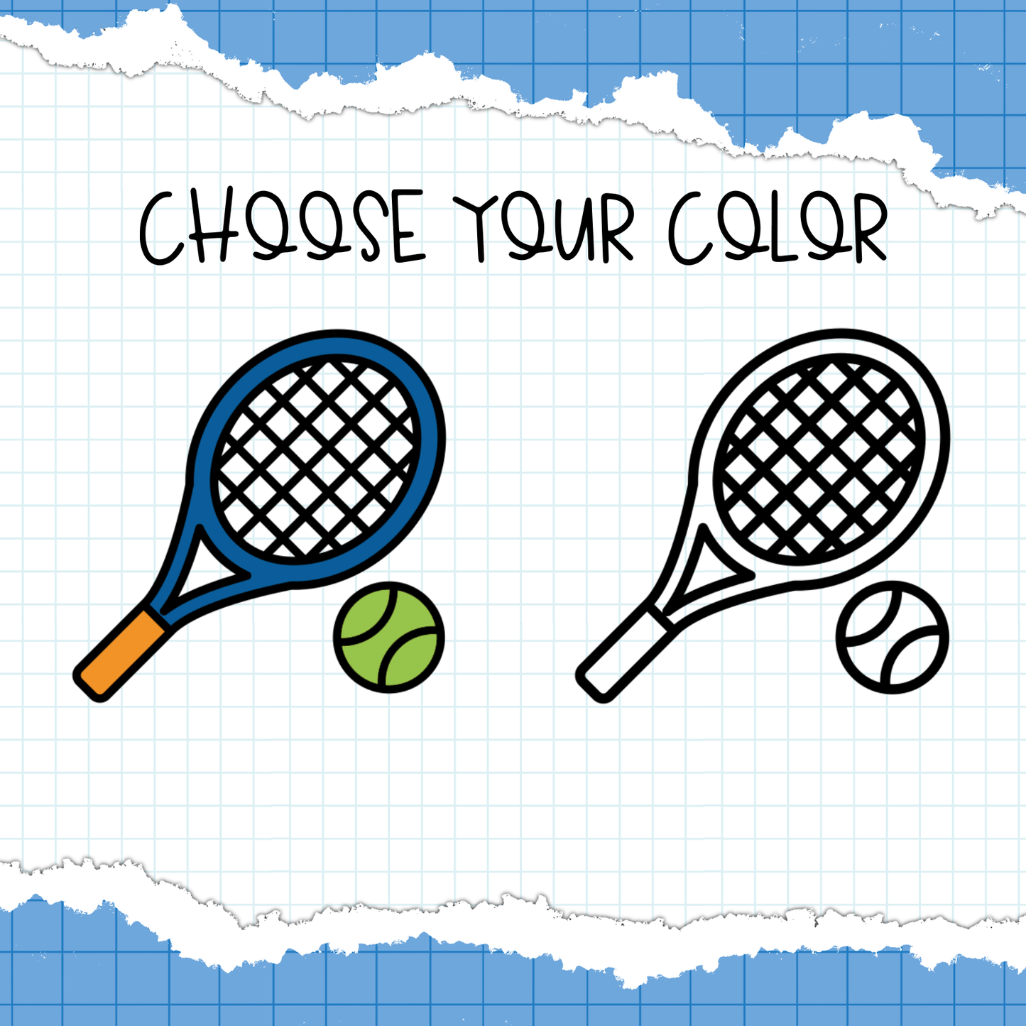 Tennis Racket Planner Stickers / B-48