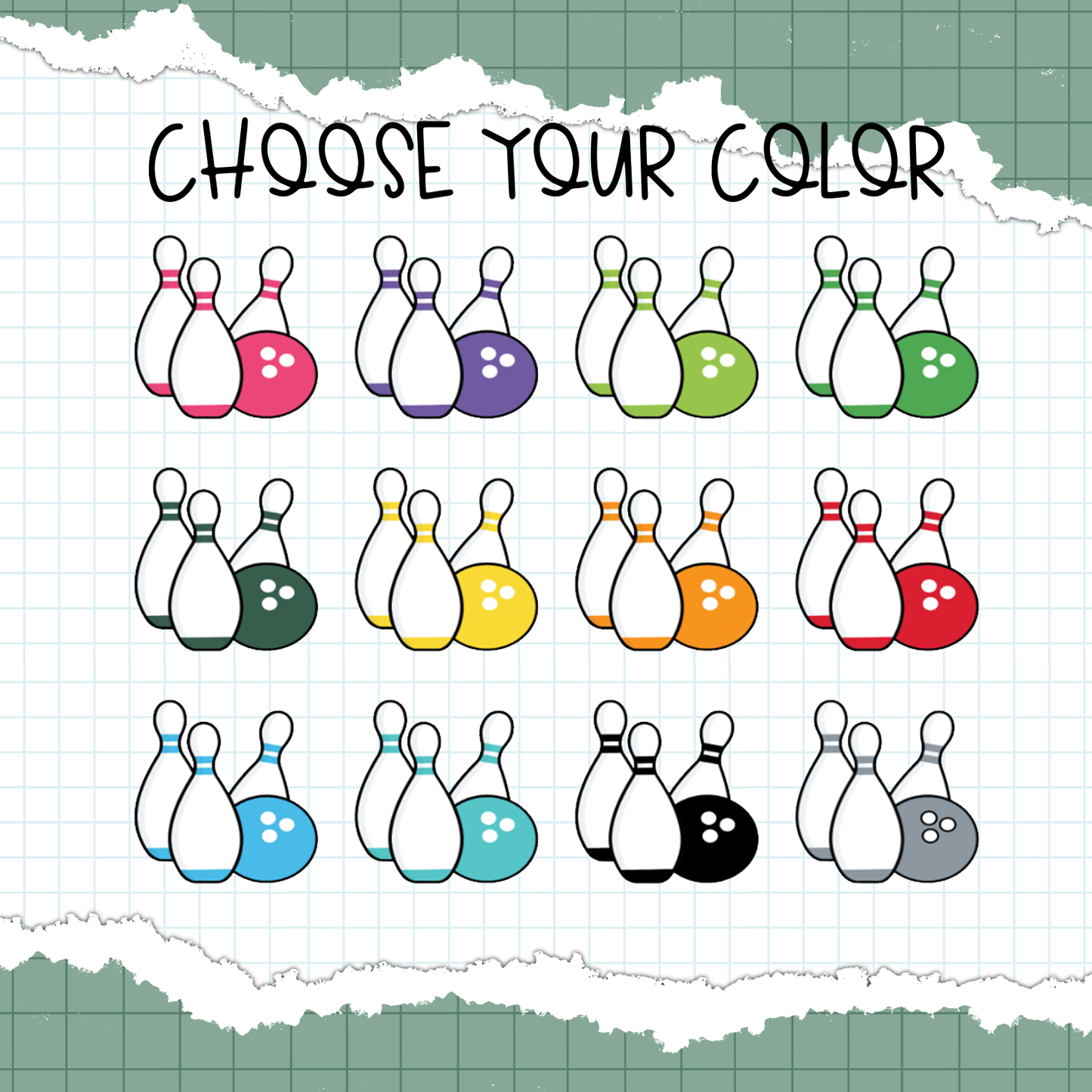 Bowling Planner Stickers /  B-413