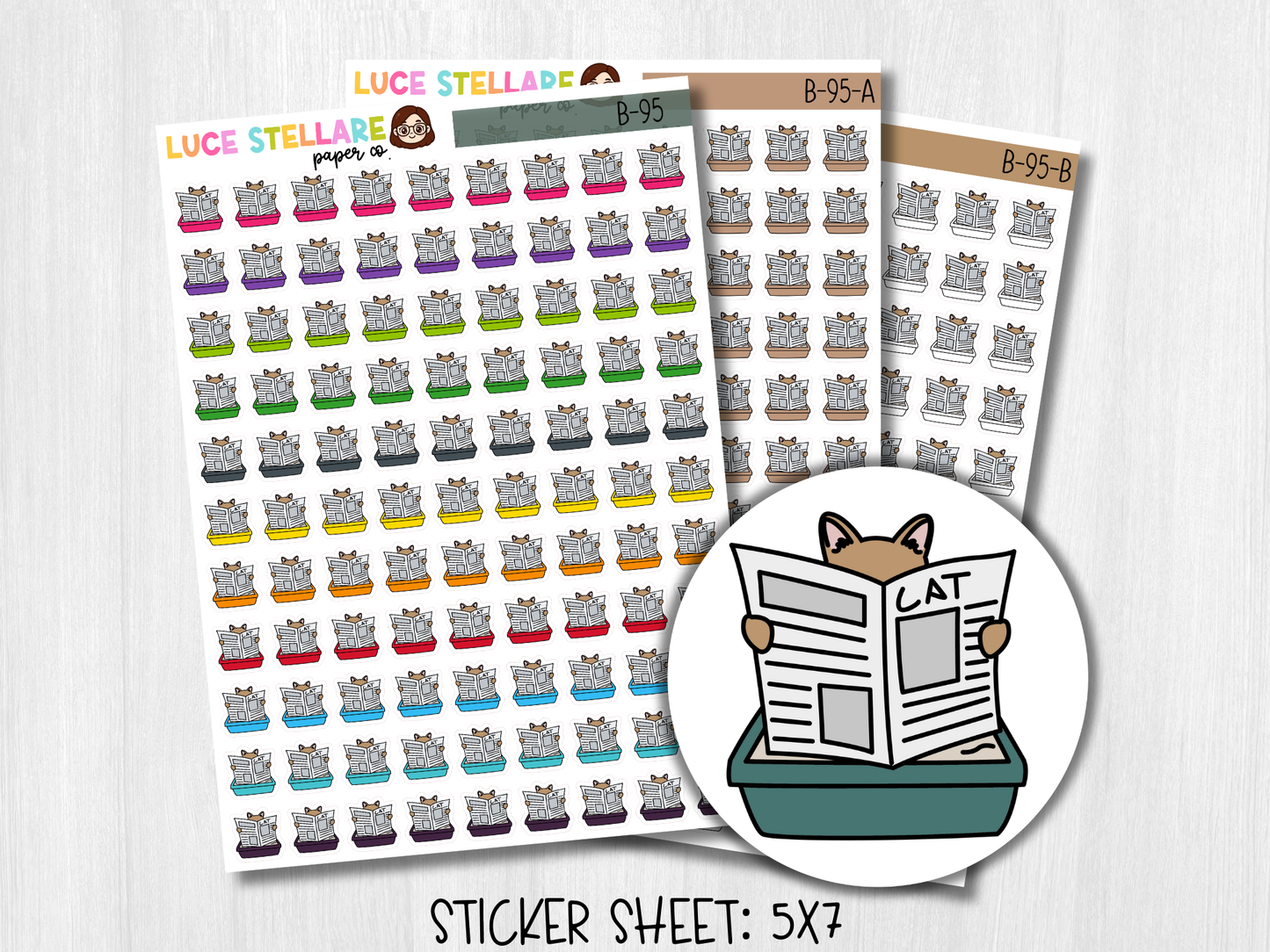 Cat Litter Planner Stickers /  B-95