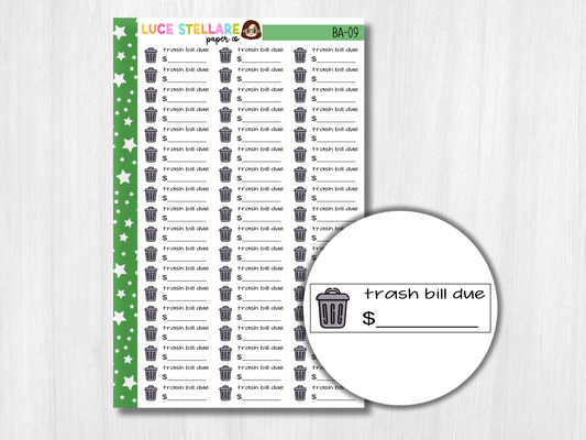 Trash Bill Due Stickers / BA-09
