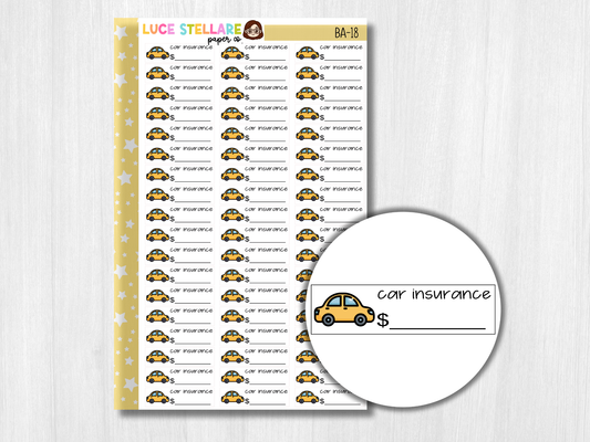 Car Insurance Due Stickers / BA-18