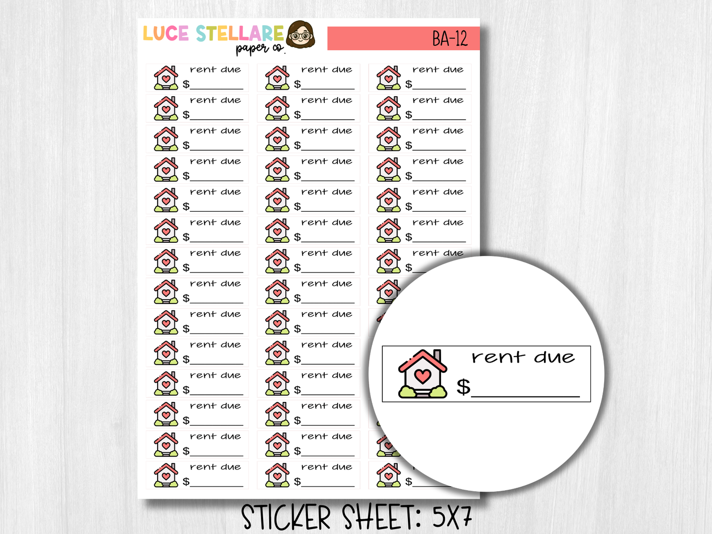 Rent Due Stickers / BA-12