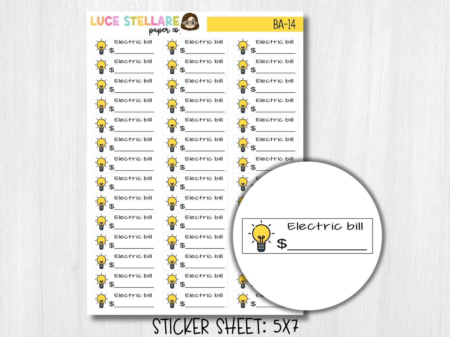 Electric Bill Due Stickers / BA-14