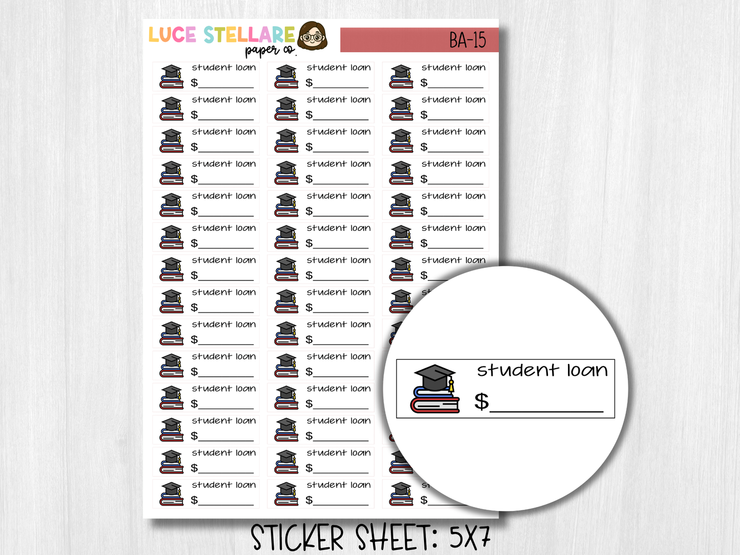 Student Loan Bill Due Stickers / BA-15