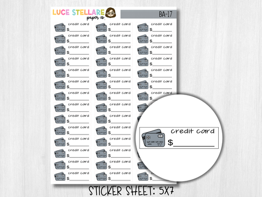 Credit Card Bill Due Planner Stickers /BA-17