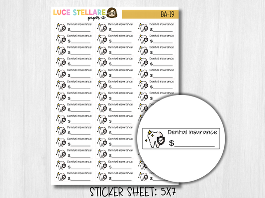 Dental Insurance Due Stickers / BA-19