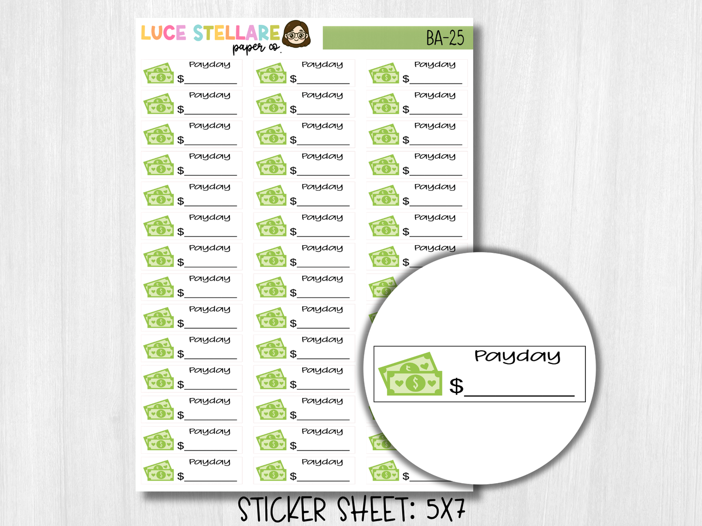 Payday Planner Stickers / BA-25