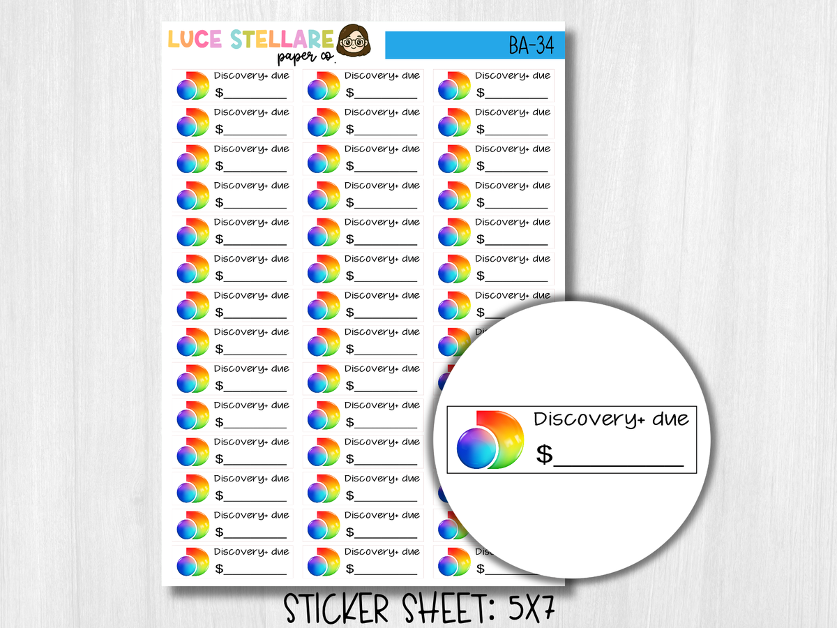 Discovery+ Due Planner Stickers / BA-34