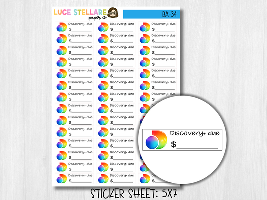 Discovery+ Due Planner Stickers / BA-34