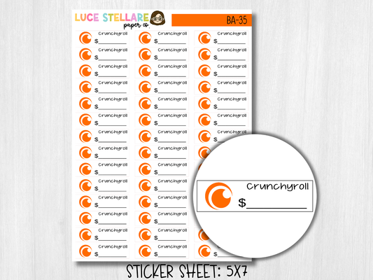 Crunchyroll Bill Planner Stickers / BA-35