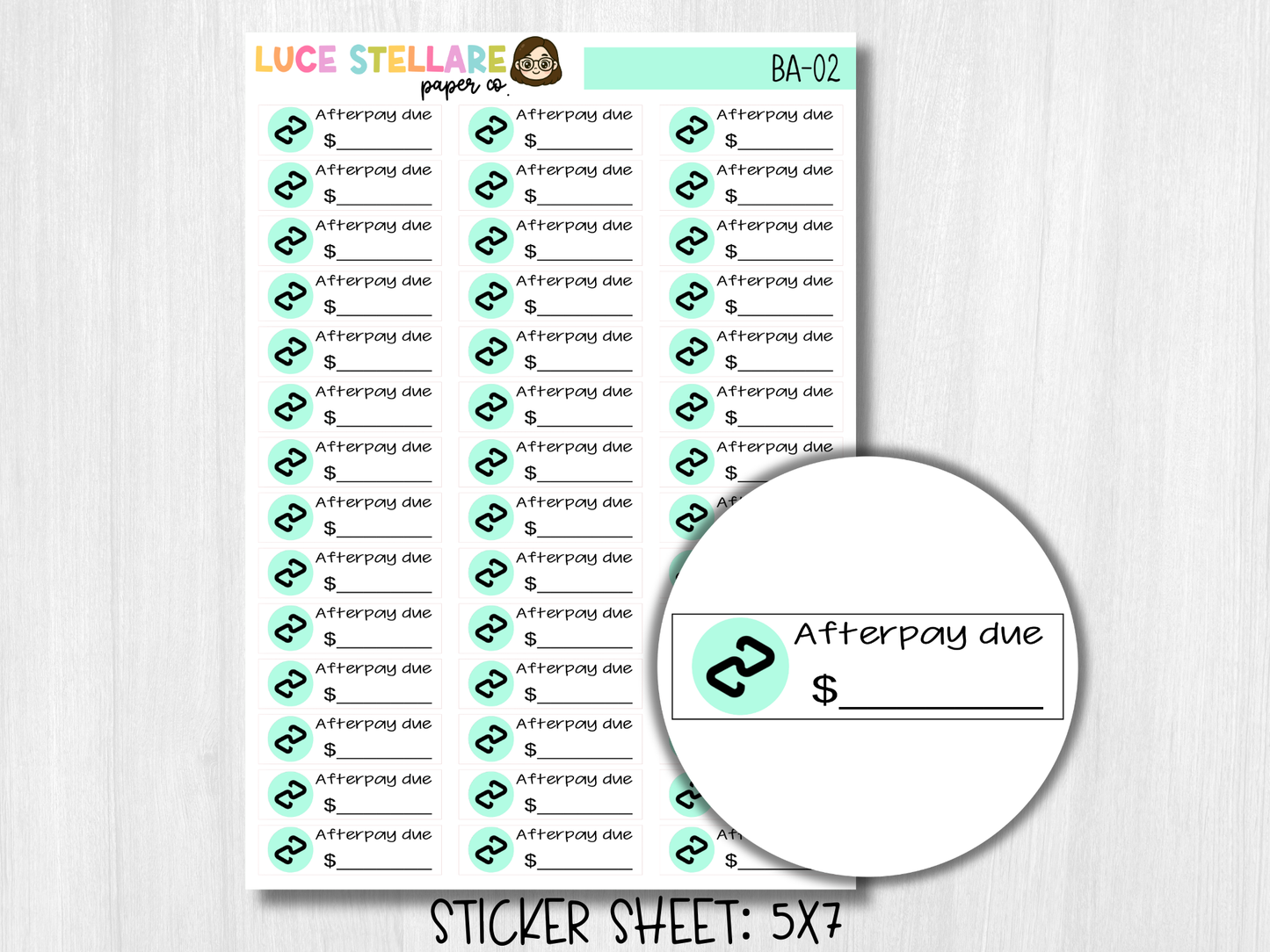 Afterpay Bill Due Stickers / BA-02