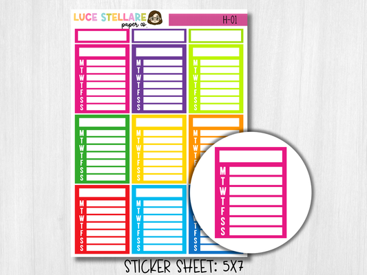 Weekly To Do Full Boxes Stickers / H-01