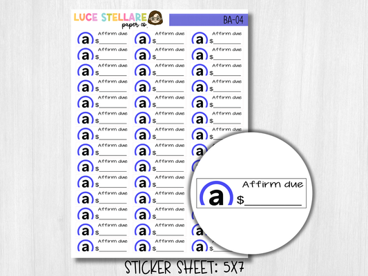 Affirm Bill Due Stickers / BA-04