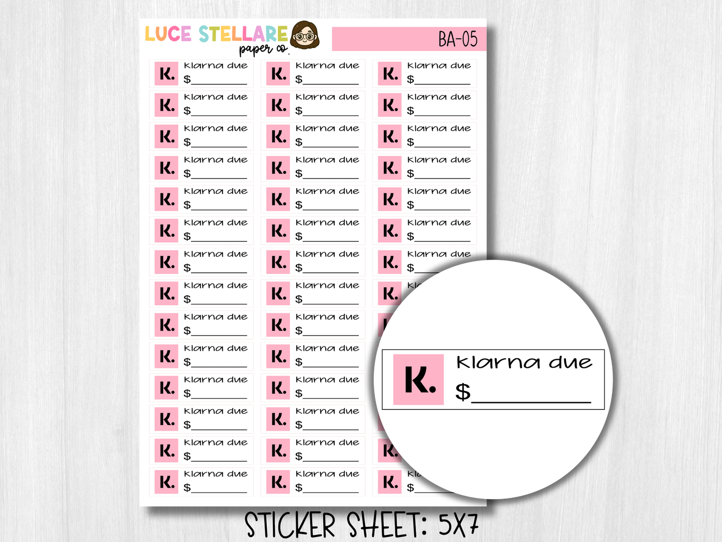 Klarna Bill Due Stickers / BA-05