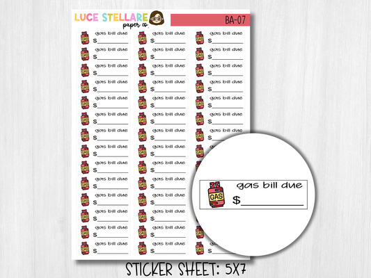 Gas Bill Due Stickers / BA-07
