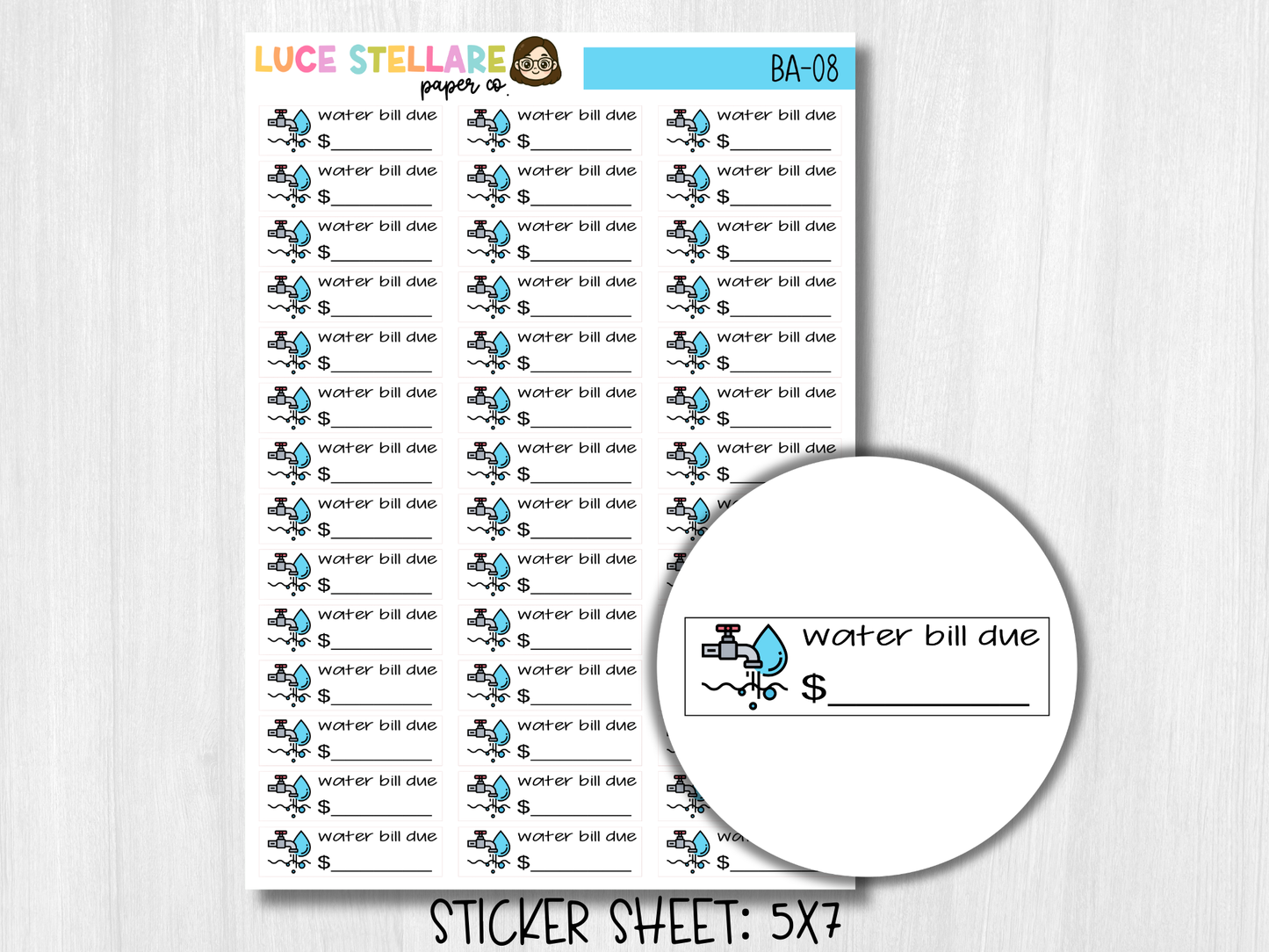 Water Bill Due Stickers / BA-08