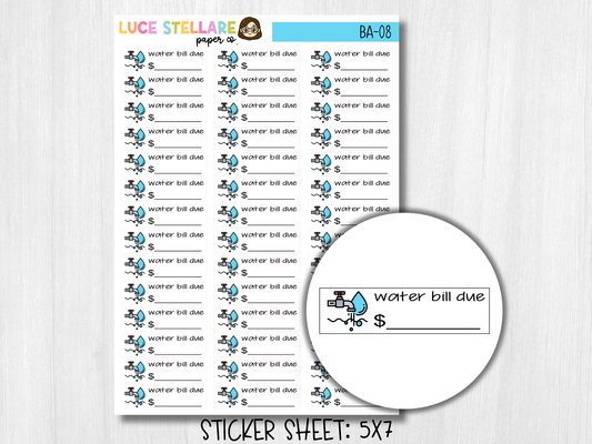 Water Bill Due Stickers / BA-08