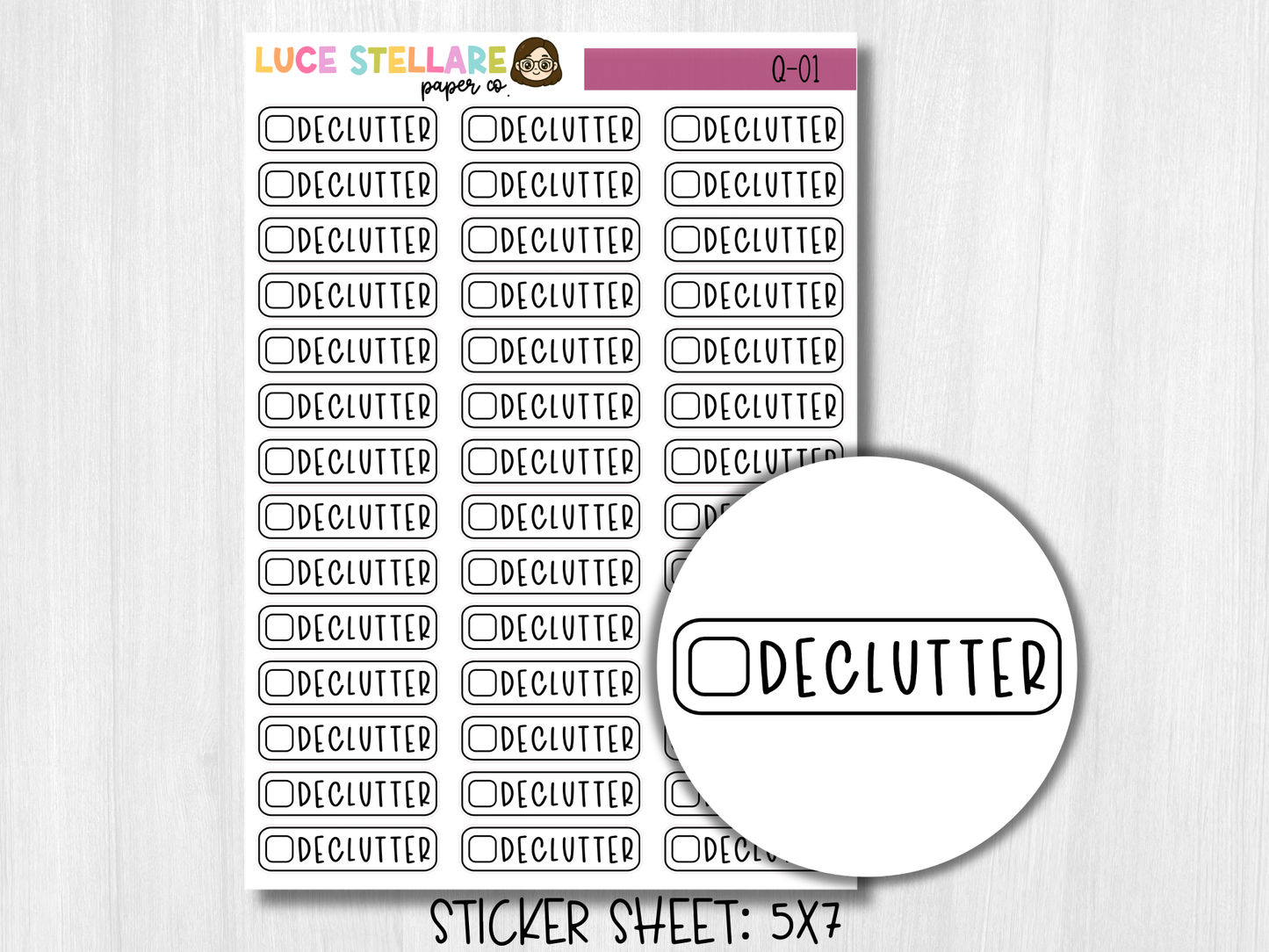 Declutter Checkbox Planner Stickers / Q-01
