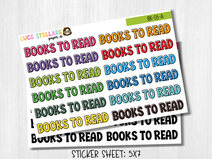 Books to Read Header Planner Stickers / BK-06