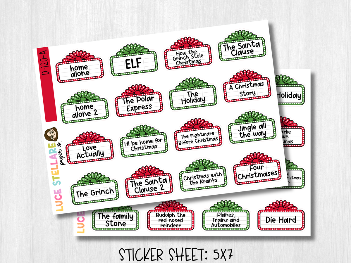Christmas Movie Bucket List Planner Stickers / D-120