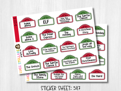 Christmas Movie Bucket List Planner Stickers / D-120
