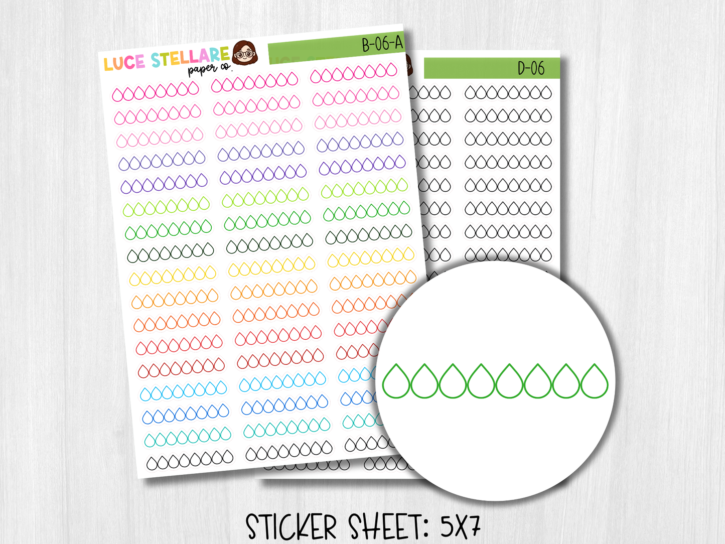Water Tracker Planner Stickers / D-06